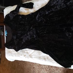 L'Amour, black crushed velvet skater dress, medium